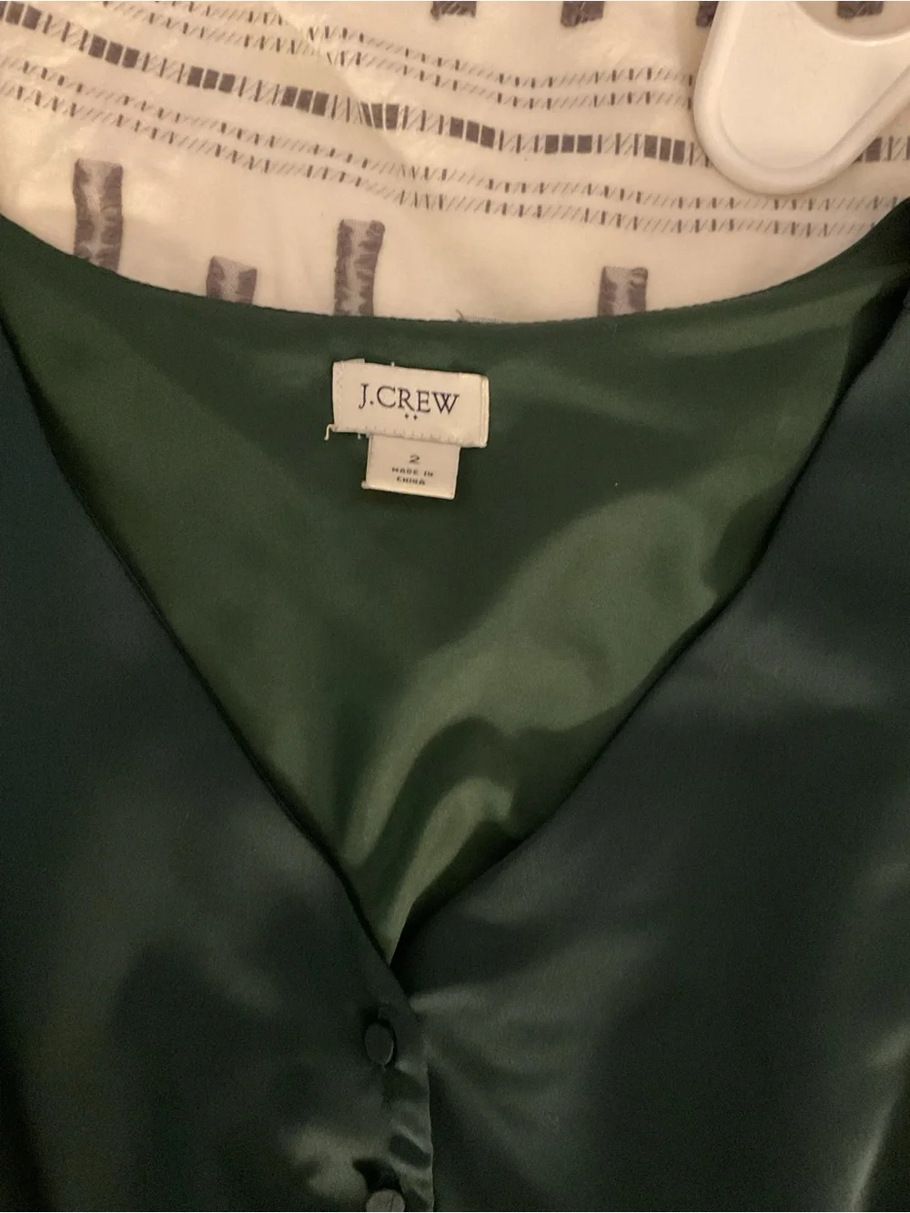 J. Crew Deep Green Satin Button-Front Blouse Jacket